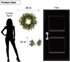 Big 26" D Pre-Lit Christmas Greenery Pine Wreath w Real Grapevine Base (35 Led Lights, 8 Flash Options) for Xmas Decoration: Shop Home Decor Front Door Living Room Wall Window (Battery)