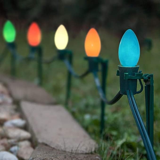 C7 LED Christmas Lights Vintage 25Ft Outdoor Multicolor String Lights with 27 Multicolor LED Bulbs, Vintage Christmas Lights for Christmas Backyard Carnival Patio Wedding Holiday Decoration-Green Wire