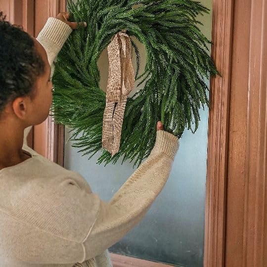 Christmas Wreaths for Front Door 36 Inch Large Norfolk Pine Wreath for All Seasons Artificial Green Wreath Holiday Decoration for Indoor Outdoor Home Decor