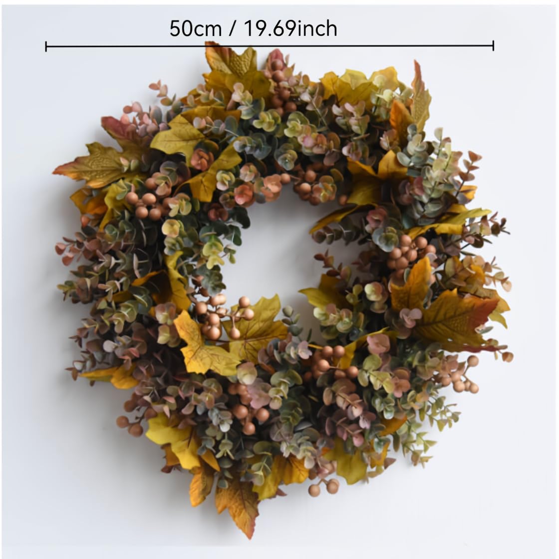 IPLNTS 19.69" Fall Wreaths For Front Door Artificial Autumn Wreath Fall Door Wreath Boxwood Wreath Fall Decorations For Home Wall Porch Indoor Outdoor Halloween Decor Thanksgiving Day Harvest Festival