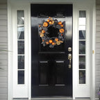 National Tree Company Artificial Halloween Wreath, Decorated with Multicolored Pumpkins, Gourds, Ball Ornaments, Ribbons, Vines, Assorted Leaves, Halloween Collection, 20 inches