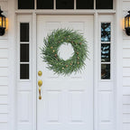 24 Inch Pine Wreath Christmas Wreaths for Front Door, Real Touch Pine Wreath with White Berries Artificial Green Wreaths for Walls Windows Porches Farmhouse Indoor Outdoor Home Decor