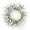 20 Inches White Christmas Wreath Farmhouse Christmas Wreaths for Front Door Rustic Winter Wreath with White Berry Fir Pine Needle for Doors Window Indoors Porches Outside
