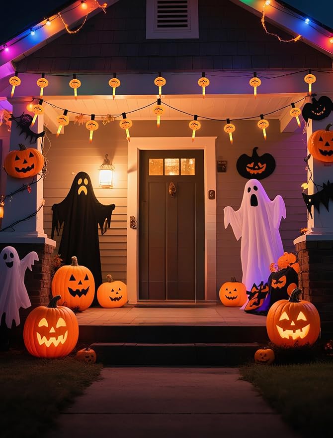 Halloween Pumpkin Bubble Lights String, 9.5Ft Orange Vintage LED Flashing Lights for Indoor Decor, Fairy Lights for Outdoor Bedroom Porch House Fall Party Decorations