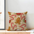 AEIOAE Christmas Pillow Covers 18x18 Inch Set of 2 Gingerbread Man Candy Cane Throw Pillowscase,Snowflake Xmas Holiday Outdoor Decorative Farmhouse Winter Decor Cushion Covers for Home Sofa Bed