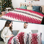 PAVILIA Christmas Throw Blanket | Holiday Christmas Red Fleece Blanket | Soft, Plush, Warm Winter Cabin Throw, 50x60 (Red Snowflakes)