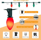 C7 LED Christmas Lights, 25Ft Outdoor Multicolor String Lights with 27 Red Green LED Bulbs, Connectable Indoor Outdoor Christmas String Lights for Tree Backyard Porch Party Holiday Decor-Red & Green