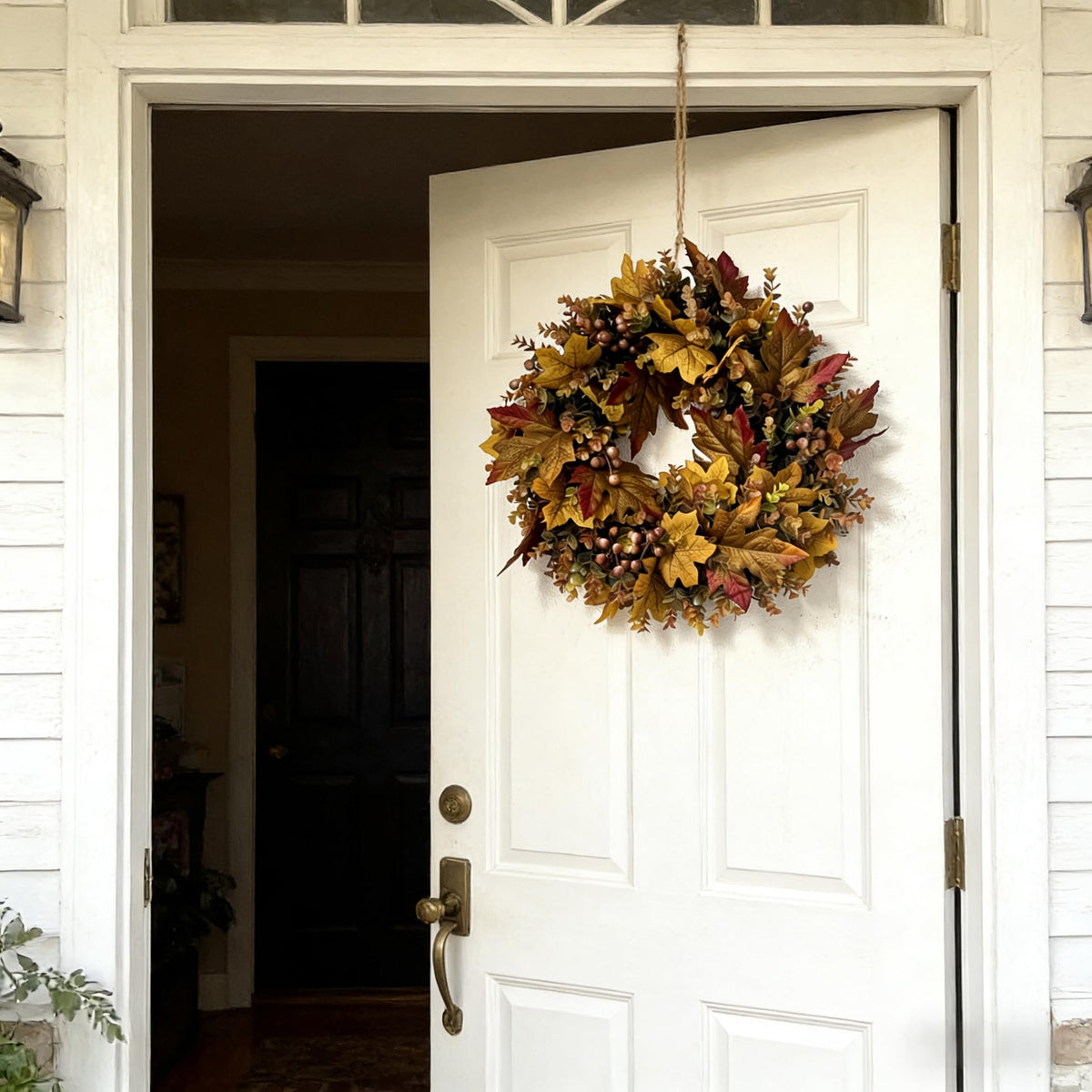 IPLNTS 19.69" Fall Wreaths For Front Door Artificial Autumn Wreath Fall Door Wreath Boxwood Wreath Fall Decorations For Home Wall Porch Indoor Outdoor Halloween Decor Thanksgiving Day Harvest Festival