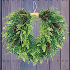 20 inch Christmas Wreath for Front Door- Indoor and Outdoor, Artificial Christmas Wreath Decorated with Pine Cones and Cypress Trees, Rural Farmhouse Holiday Wreath Decoration