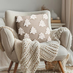 Mixweer 2 Pcs Christmas Pillow Covers 18x18 Inch Neutral Christmas Tree Embroidery Throw Pillow Covers Decorative Throw Cushion Case for Xmas Winter Holiday Decoration (Beige)