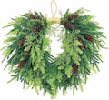 20 inch Christmas Wreath for Front Door- Indoor and Outdoor, Artificial Christmas Wreath Decorated with Pine Cones and Cypress Trees, Rural Farmhouse Holiday Wreath Decoration