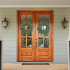 24 Inch Pine Wreath Christmas Wreaths for Front Door, Real Touch Pine Wreath with White Berries Artificial Green Wreaths for Walls Windows Porches Farmhouse Indoor Outdoor Home Decor