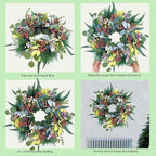 20 inch Green Christmas Wreath for Front Door,Window, Porch, Farmhouse, Indoor and Outdoor Home Decoration