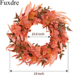 Fall Wreath for Front Door-20 Autumn Front Door Wreath-Fall Decorations with Berry Maple Leaves for Porch Window Farmhouse Halloween Thanksgiving Harvest Festival Home Decor