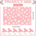 Moukeren 24 Pcs Christmas Snowflake Throw Blanket Bulk, 59 x 47 Inch Xmas Winter Throw Blanket Christmas Warm Soft Cozy Fleece for Home Bedding Couch Chair Gift (Pink)