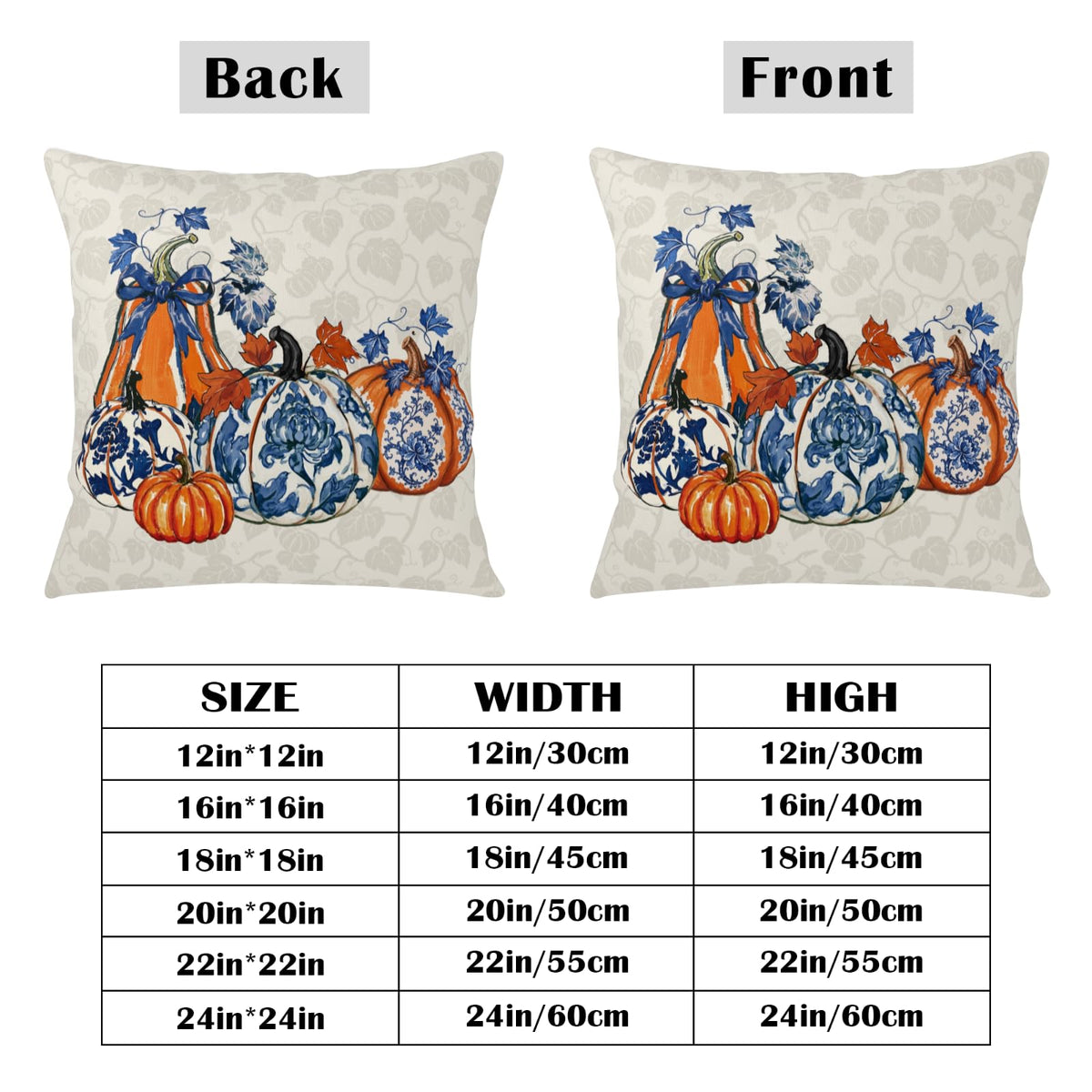ABSOP Fall Orange Blue Pumpkin Pillow Covers 18x18 Inch Autumn Decorative Throw Pillow Covers Set of 2 Thanksgiving Harvest Pillowcases for Soft Couch Room Decor