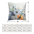 Wnoesat Fall Blue Teal Throw Pillow Covers 16x16 Pumpkin Leaves Print Pillow Cases Set of 2 Thanksgiving Decorations Autumn Harvest Holiday Cushion Cover for Farmhouse Living Room Decor