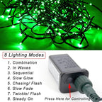 Pooqla Green String Lights Christmas Decoration, 200 LED 66 ft Indoor Outdoor String Lights, 8 Modes Twinkle Fairy Light for Yard Patio Wedding Party Christmas Xmas Tree Decoration