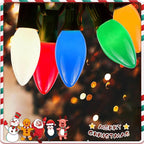 C9 Christmas Lights Outdoor, 25 Ft Multicolor Vintage LED Christmas String Lights for Roofline Xmas Tree Holiday Wedding Party Garden Home Decor - Green Wire