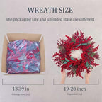 20 Inch Christmas Wreath for Front Door, Artificial Berry with Pinecone, Artificial Red Berry Flower Garlands, Used for Window, Wall, Porch, and Other Indoor and Out Door Home Decorations