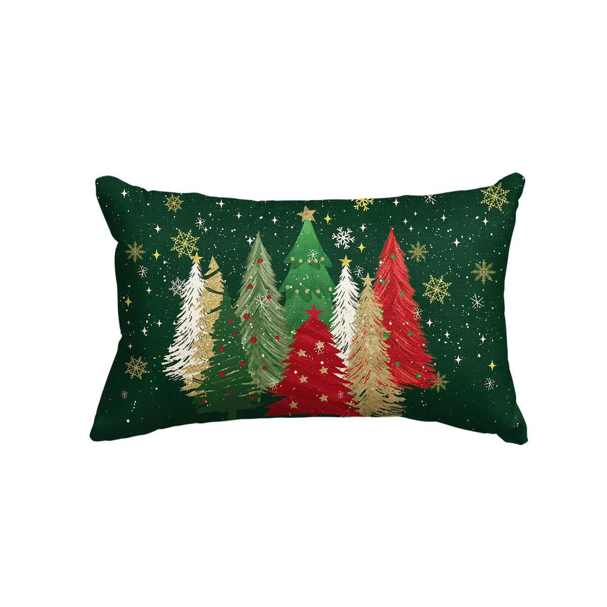 AVOIN colorlife Green and Red Merry Christmas Trees Snowflake Throw Pillow Cover, 12 x 20 Inch Seasonal Winter Holiday Cushion Case Decoration for Sofa Couch