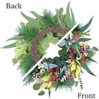 20 inch Green Christmas Wreath for Front Door,Window, Porch, Farmhouse, Indoor and Outdoor Home Decoration