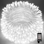 LAMPHOME 66ft Christmas Decorative Mini Lights,200 LED Transparent Wire Fairy Starry String Lights Plug in, 11 Lighting Modes, for Indoor Outdoor Xmas Tree Wedding Party Decoration (White)