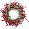 20 Inches Red Christmas Wreath Farmhouse Christmas Wreaths for Front Door Classic Winter Holiday Wreath with Red Berry Fir Pine Needle for Doors Window Indoors Porches Outside