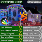 1296 LED 131FT Christmas Lights 288 Drops, Outdoor Hanging light with 8 Modes & Timer, Plug in Curtain String Light Outdoor Waterproof for House Holiday Wedding Party Garden Outside Decor (Multicolor)