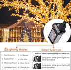 175Ft Christmas Lights Outdoor, 500 LED Christmas String Lights with 8 Modes, Timer, Waterproof Fairy Twinkle Light for Party, Garden, Patio Home Weddings Holiday Xmas Tree Decorations (Warm White)