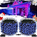 2-Pack Connectable Christmas Lights Outdoor, Total 164FT 400LED Christmas String Lights Waterproof with 8 Modes & Timer, Green Wire Twinkle Lights for Xmas Tree Decorations Outdoor Indoor, Blue