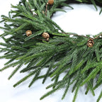 24 Inch Pine Wreath Christmas Wreaths for Front Door, Real Touch Pine Wreath with White Berries Artificial Green Wreaths for Walls Windows Porches Farmhouse Indoor Outdoor Home Decor