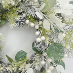Christmas Wreaths for Front Door 22 Inch Artificial Christmas Wreath White Winter Wreath with Berries Pine Cones Pine Needles for Xmas Indoor Outdoor Decor