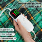 Heated Electric Blanket Queen Size, 84X90 Christmas Blanket With Dual Control&10 Heats Levels&Timer For Bed,Green Plaid Sherpa Heating Blankets Queen Warmer Gift for Grandma Women Adults, Washable