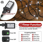 66FT 200 LED Christmas Lights with Timer, Twinkle Fairy Lights String with 8 Flashing Modes String Lights for Indoor Bedroom Outdoor Christmas Trees Garland Wreath Holiday Decorations, Cool White