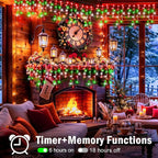 XURISEN 66ft Christmas Lights Decorations Outdoor, 640 LED 8 Modes Curtain Fairy Lights with 120 Drops,Plug in Waterproof Timer Memory Function for Christmas Holiday Wedding Party Decor