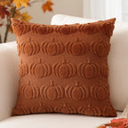 Artscope Fall Pillow Covers 18 x 18 Set of 2 Decorative Autumn Harvest Holiday Pumpkin Throw Pillow Cases Soft Plush Faux Fur Couch Cushion Case for Farmhouse Halloween Sofa Bed Room Home Decor-Rust