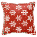 ISAENNE Design Square Classic Chrismas Style Throw Pillow Covers 18"x18", Red Soft Velvet Cushion Cover with Snowflakes Pattern Decor Pillowcases for Bed,Living Room,Outdoor,Car