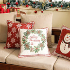 ISAENNE Design Square Classic Chrismas Style Throw Pillow Covers 18"x18", Red Soft Velvet Cushion Cover with Snowflakes Pattern Decor Pillowcases for Bed,Living Room,Outdoor,Car