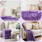 Moukeren 24 Pcs Christmas Snowflake Throw Blanket Bulk, 59 x 47 Inch Xmas Winter Throw Blanket Christmas Warm Soft Cozy Fleece for Home Bedding Couch Chair Gift (Purple)