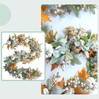 Thanksgiving Fall Wreath, Eucalyptus Berries Pumpkins Lamb Ears Leaves Autumn Wreaths for Front Door, Fall Decor, Porch Wall, Home Outdoor Holiday Decorations (Pumpkin Garland)