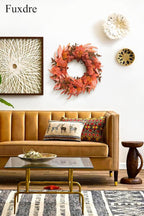 Fall Wreath for Front Door-20 Autumn Front Door Wreath-Fall Decorations with Berry Maple Leaves for Porch Window Farmhouse Halloween Thanksgiving Harvest Festival Home Decor