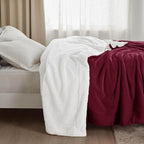 Bedsure GentleSoft Sherpa Fleece Throw Blanket for Couch - Thick and Warm Throw for Women, Soft Fuzzy Plush Christmas Blanket for Winter, Burgundy, 50x60 Inches