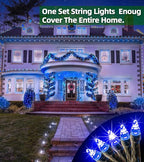 1500 LED 492ft Outdoor Christmas Lights Decorations, Green Wire LED String Lights with Timer Memory, Twinkle Lighs for Indoor Outdoor Party, Tree Wedding, Garden, Patio (Blue)