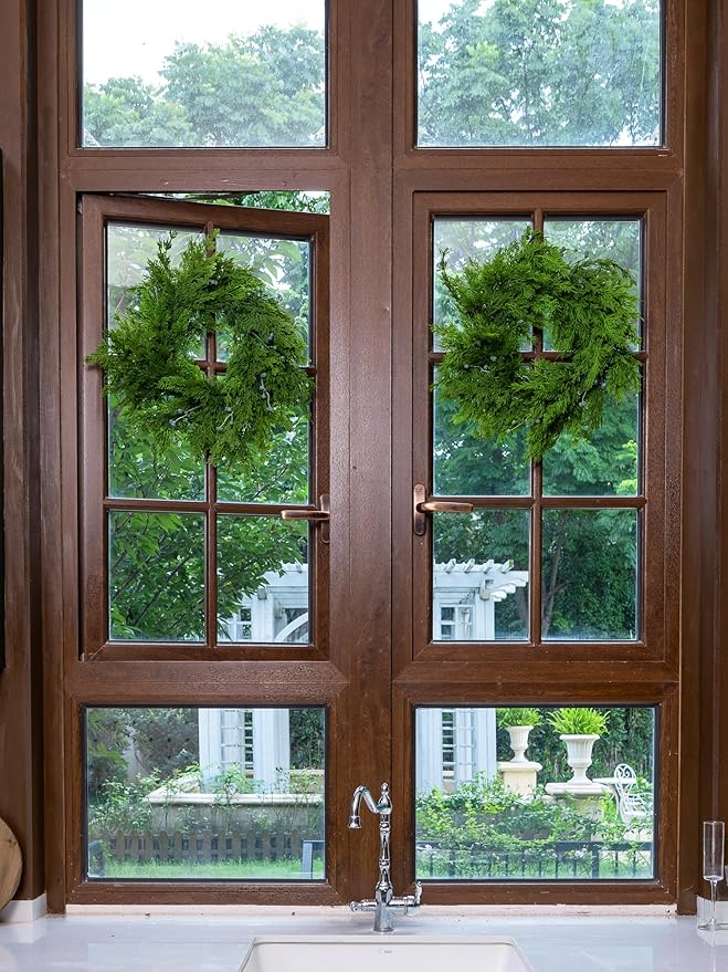 22" Cedar Wreath with Blue Berry Christmas Wreath for Front Door for Windows Mantle Porches Walls Indoor Outdoor Xmas Christmas Decorations Home Decor