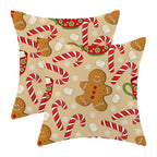 AEIOAE Christmas Pillow Covers 18x18 Inch Set of 2 Gingerbread Man Candy Cane Throw Pillowscase,Snowflake Xmas Holiday Outdoor Decorative Farmhouse Winter Decor Cushion Covers for Home Sofa Bed