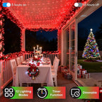 1500LED Christmas Lights Outdoor Use, 470ft 12 Modes Red LED String Lights with Timer Dimmable, Waterproof Christmas Tree Lights for Xmas Patio Yard Fence Balcony Garden Party Decor Red