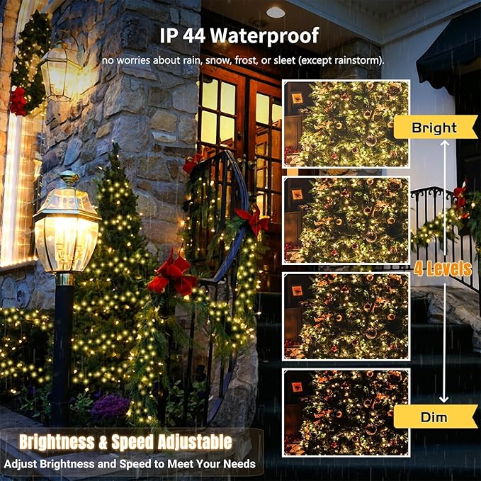 HOME LIGHTING 66ft Christmas Decorative Mini Lights, 200 LED RGB Changing 8 Functional Green Wire Fairy Halloween Lights with Remote Timer, Plug in Indoor Outdoor Xmas Wedding Party Decor