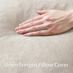 MIULEE Christmas Decorative Throw Pillow Covers Neutral Linen Fringe Throw Pillows Set of 2 Natural Beige Boho Farmhouse Cushion Covers with Tassels for Couch Sofa Bed Living Room Decor 16x16 Inch