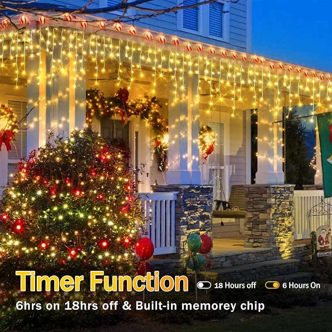 98FT Christmas Lights Outdoor Decorations 900LED Fairy String Light 12 Lighting Modes with Timer Memory Waterproof Christmas Light for Yard Roof Party Holiday Wedding Garden Decor